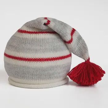 Knit Baby Hat - Striped Santa