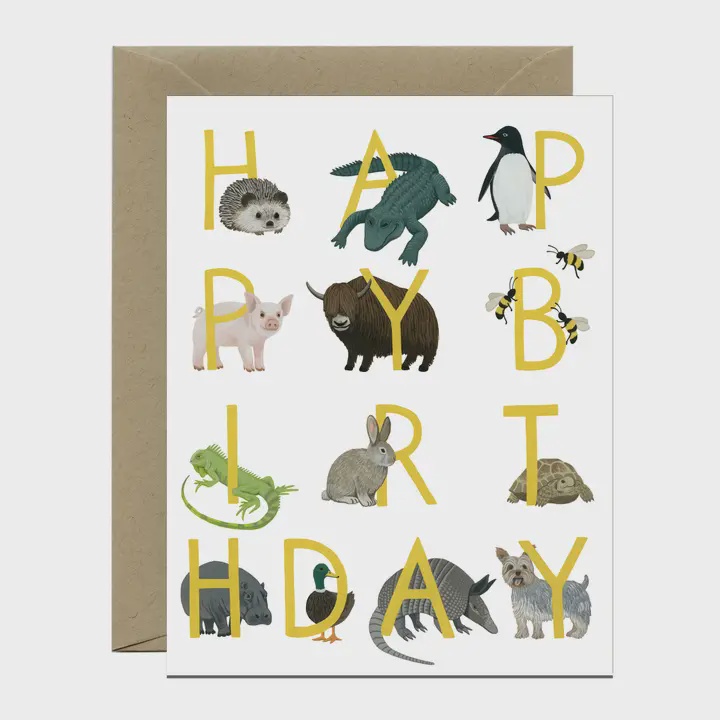 Menagerie Various Animals Birthday Card