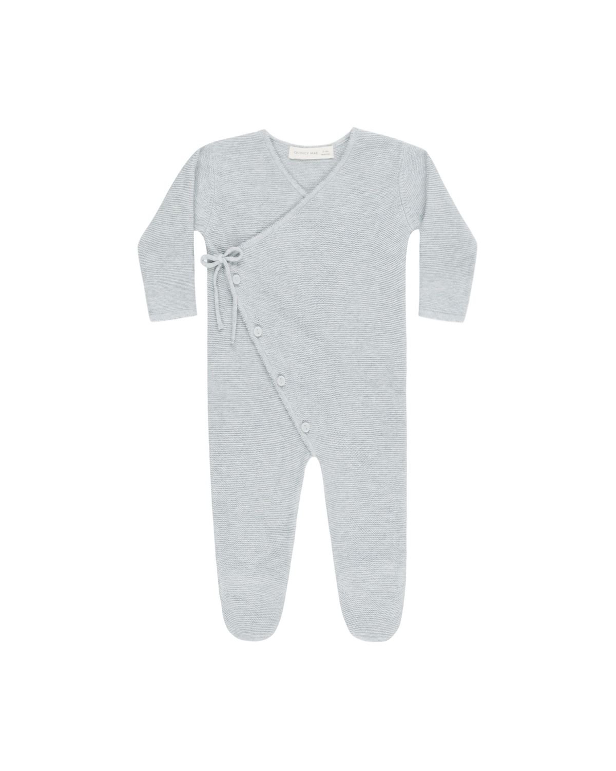 Wrap Knit Footie - Dusty Blue