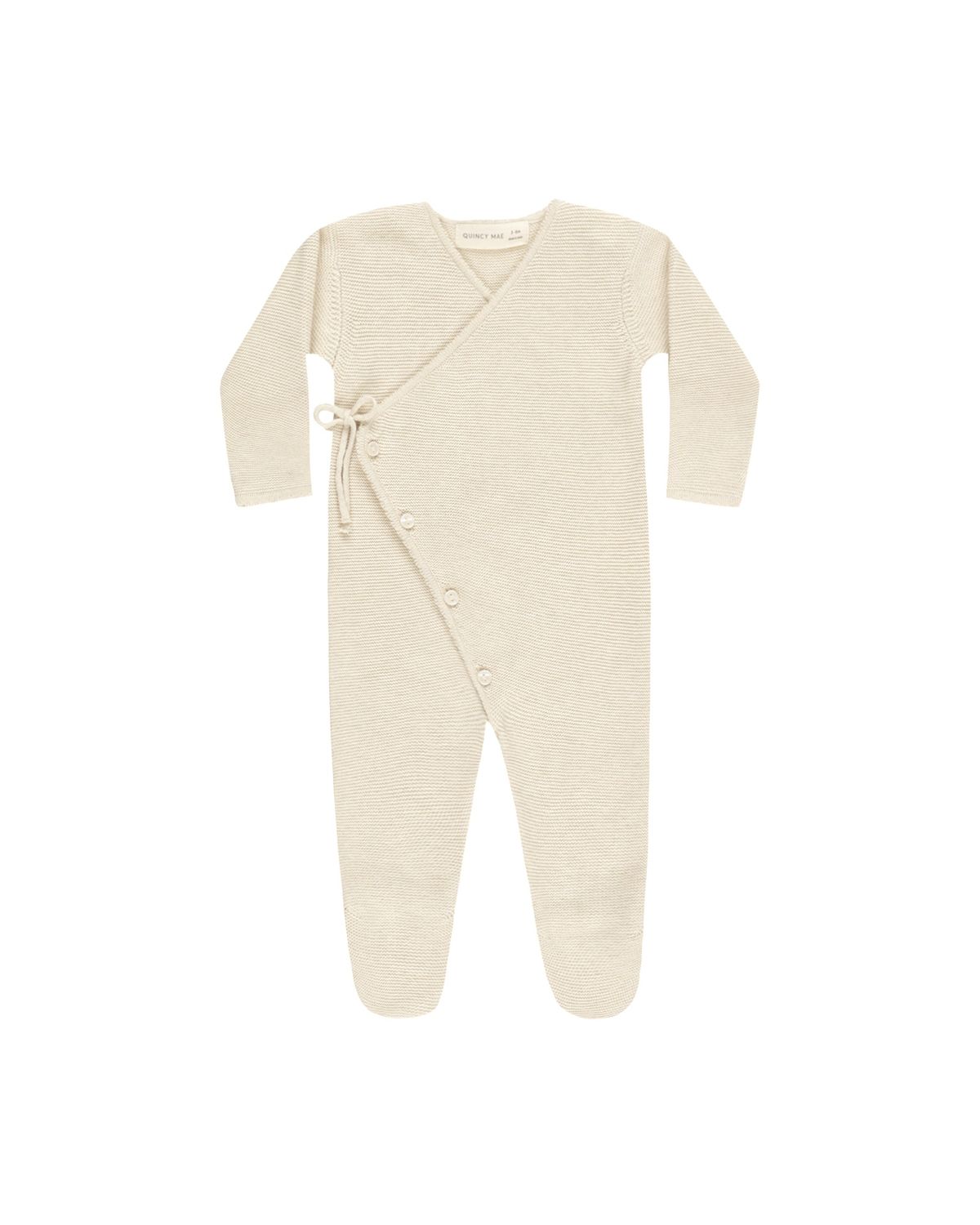 Wrap Knit Footie - Heathered Natural
