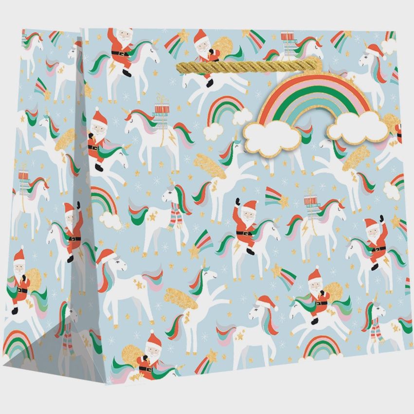 Holiday Gift Bag - Merry Unicorns - Large