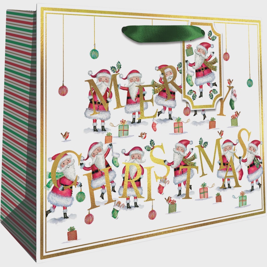 Holiday Gift Bag - Santa Christmas - Medium