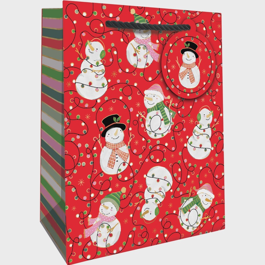 Holiday Gift Bag - Snowman Lights - Large