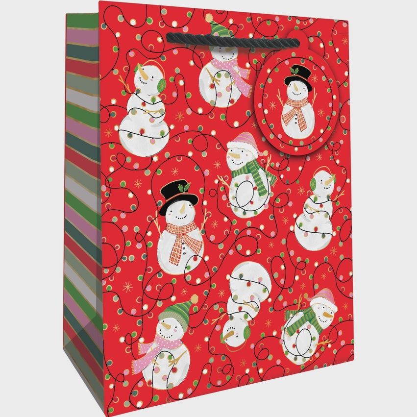 Holiday Gift Bag - Snowman Lights - Large