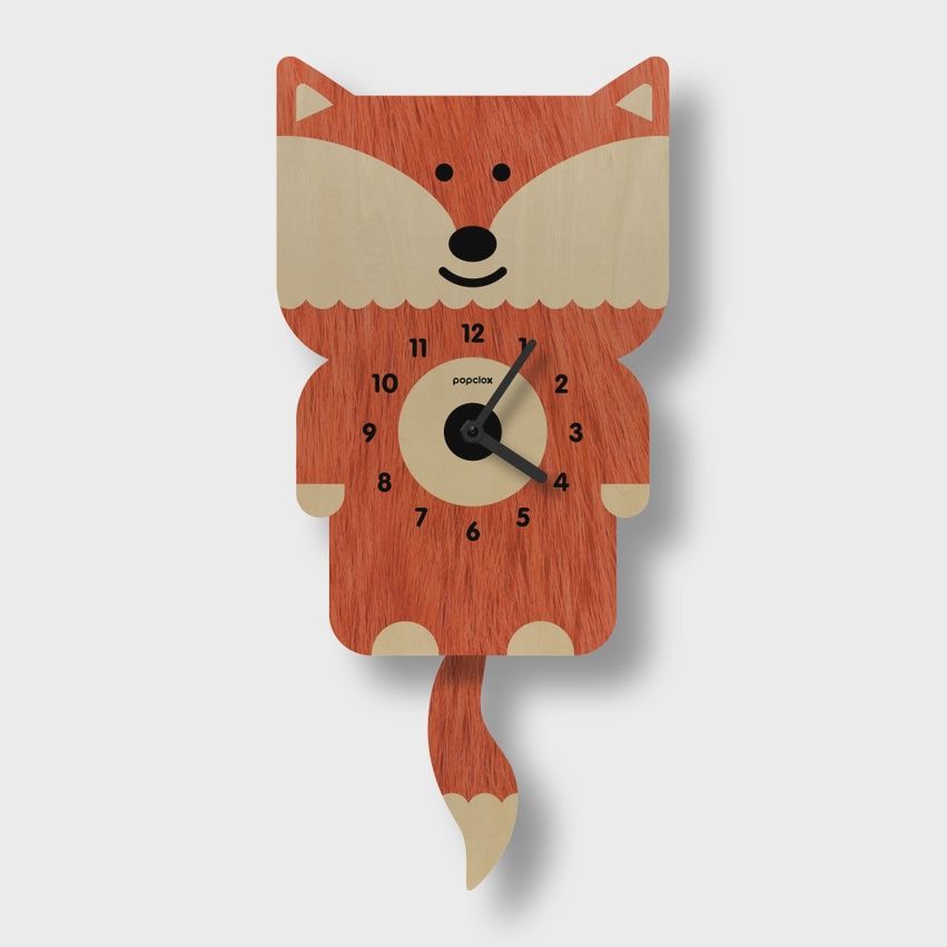 Fox Wooden Pendulum Clock
