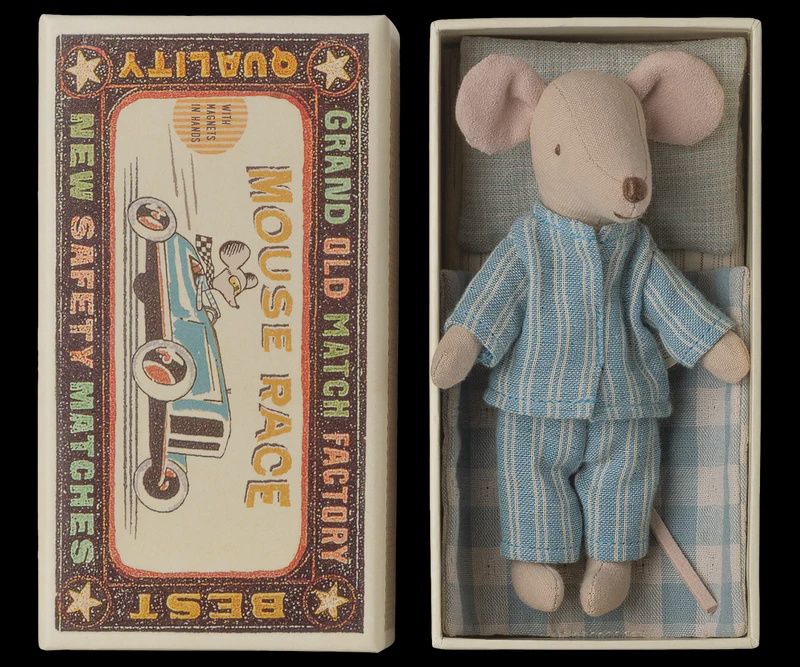 Big Brother Mouse in Box - blue w/white stripe PJs