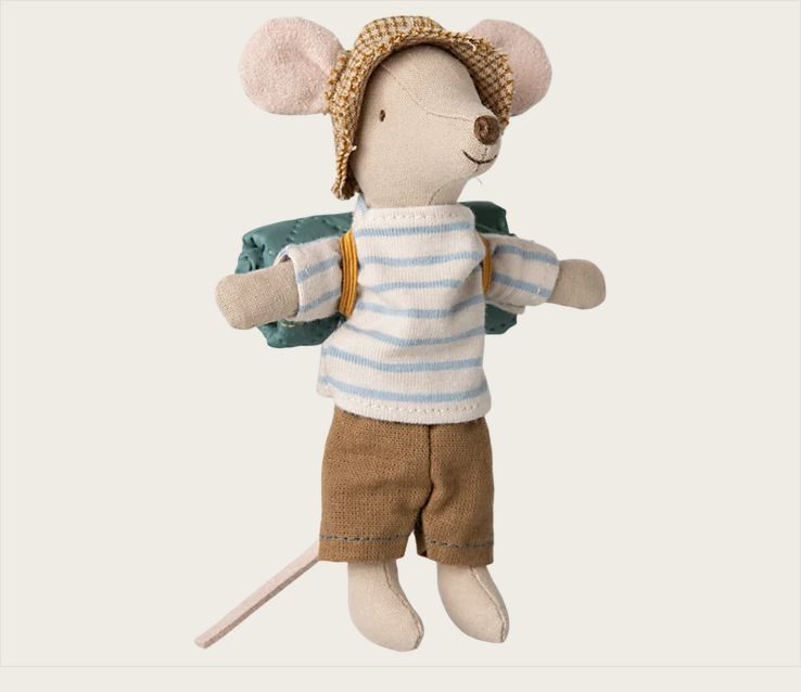 Hiker Mouse - Big Brother (white/ blue striped shirt, tan shorts)