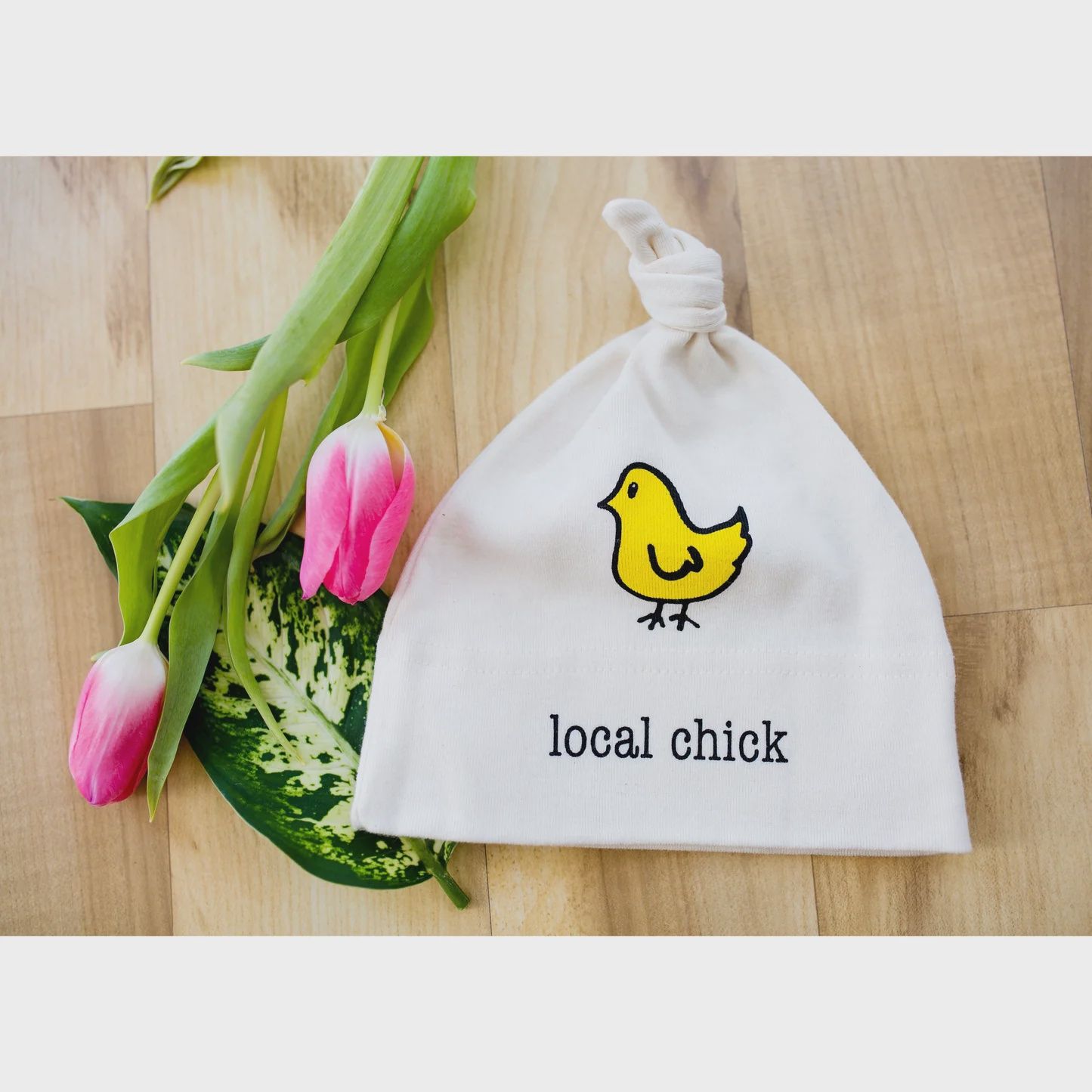 Organic Natural Baby Hat, Style: Local Chick