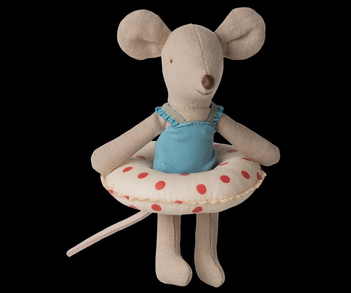 Beach mouse with float, Little sister - red dot