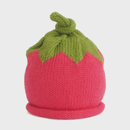 Knit Baby Hat - Strawberry