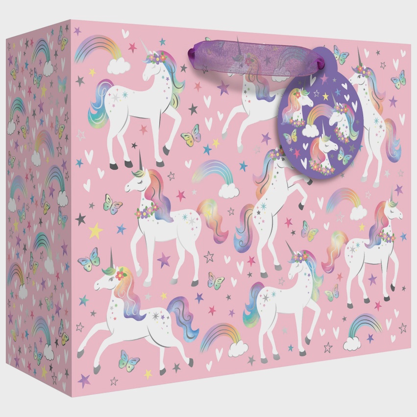 Gift Bag - Rainbow Unicorns - Large