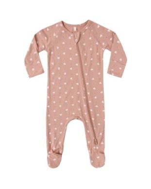 Bamboo Zip Long Sleeve Sleeper Footie - Pink Hearts
