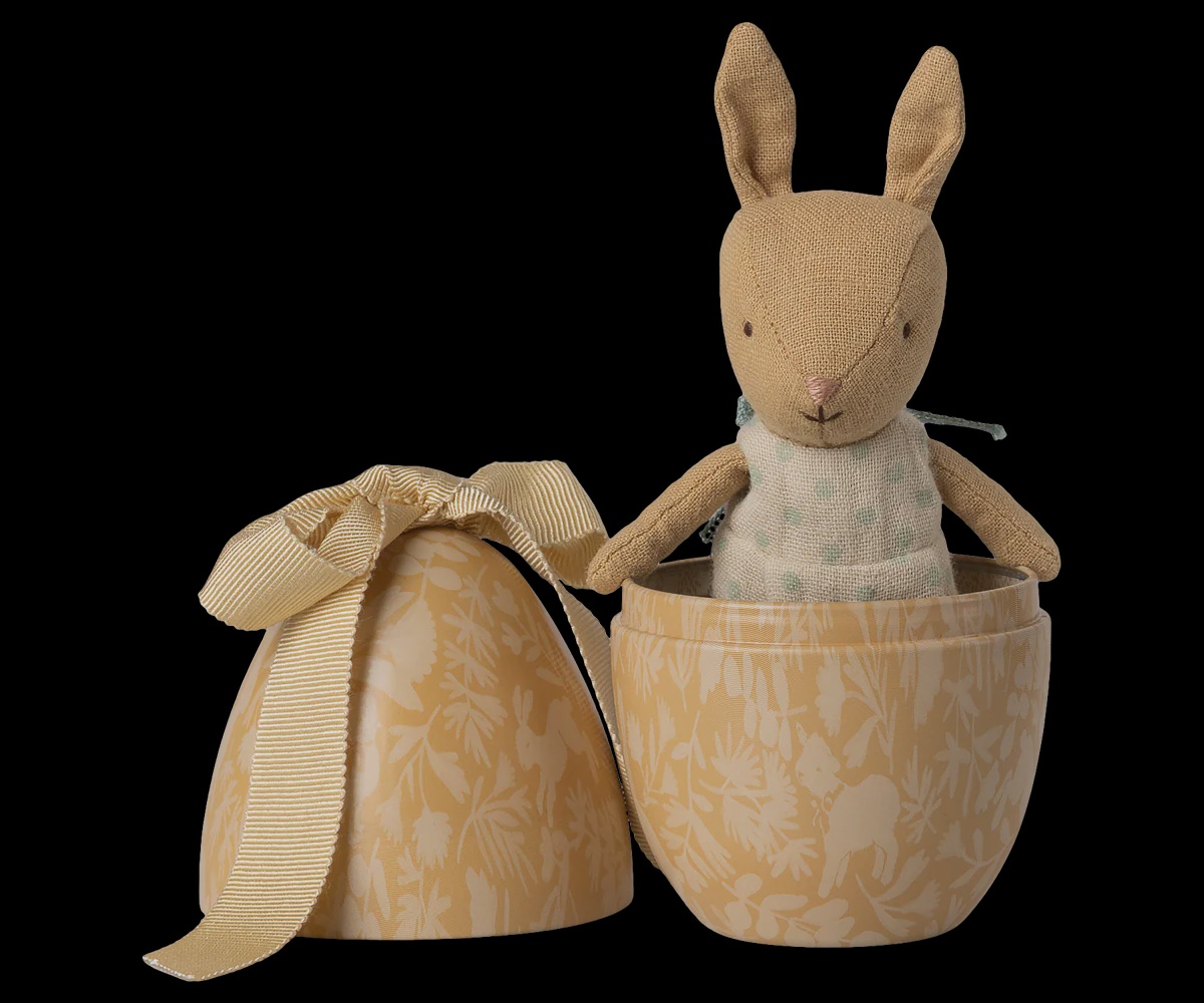 Easter Egg w/ Micro Rabbit - Cream Yellow