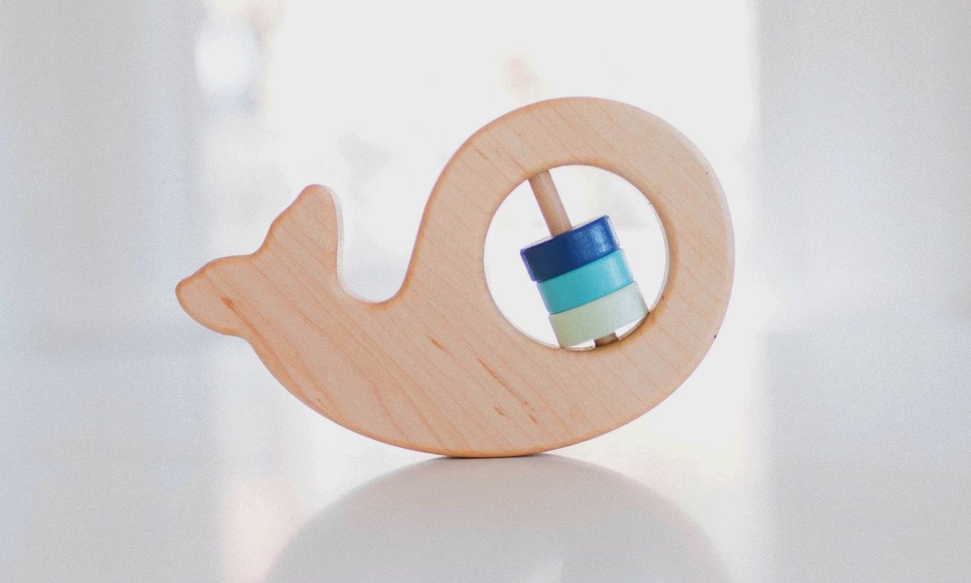 Whale Wooden Baby Rattle