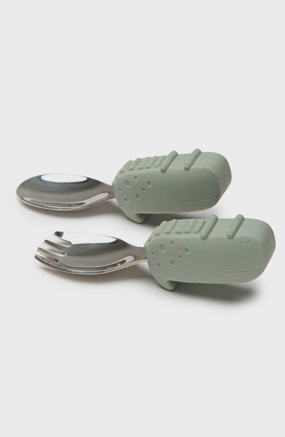 Learning Spoon &amp; Fork Set - Alligator