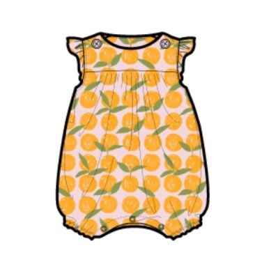 Flutter Sleeve Baby Romper - Valencia Orange