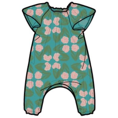 Tulip Sleeve Baby Romper - Carnation Floral