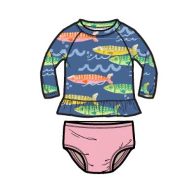 Rash Guard Ruffle Baby Swimsuit - Sardinas del Mar