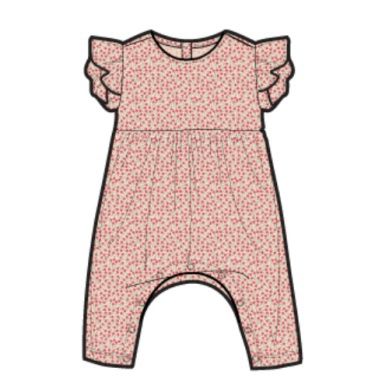 Tulip Sleeve Baby Romper - Mini Rose Toss