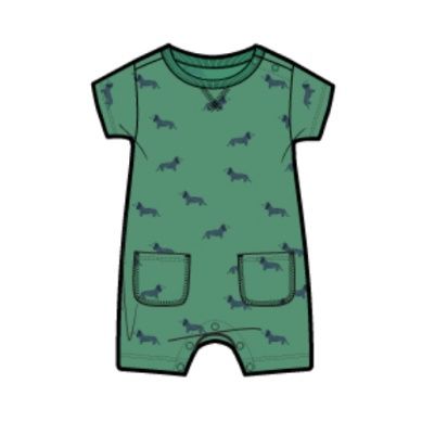 Double Pocket Baby Romper - Dachshunds