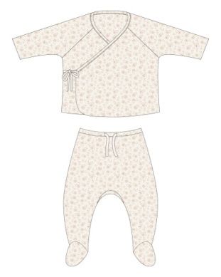 Wrap Top and Footed Pant Set Ditsy