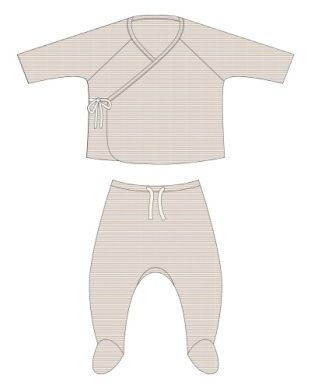 Wrap Top and Footed Pant Set Oat Micro Stripe