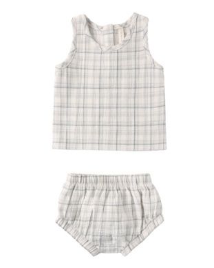 Woven Tank Set Blue Plaid