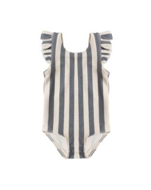 Scoop Back One Piece Swimsuit Retro Ocean Stripe