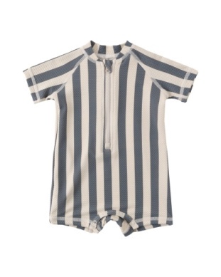 Zip Rashguard One-Piece Retro Ocean Stripe Swimsuit