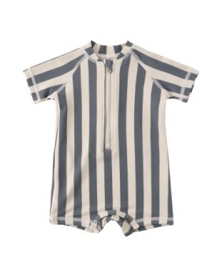 Zip Rashguard One-Piece Retro Ocean Stripe Swimsuit