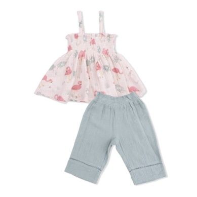 Flamingos - Smocked Top &amp; Smocked Waist Pants