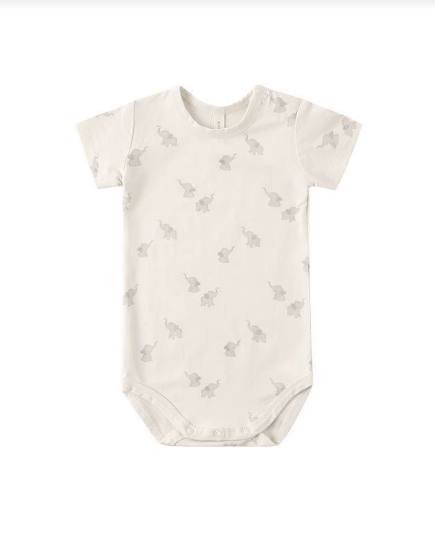 Bamboo Short Sleeve Bodysuit - Elephants