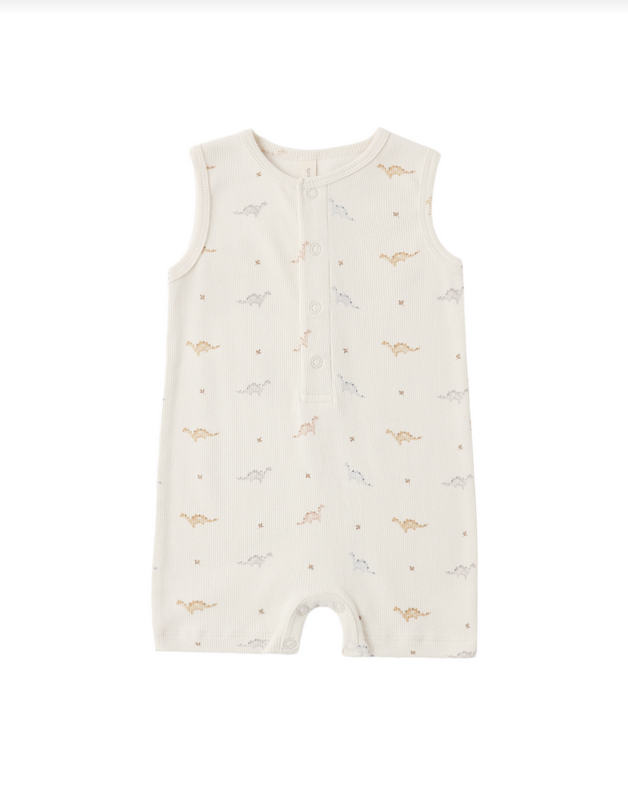 Ribbed Henley Romper Dino