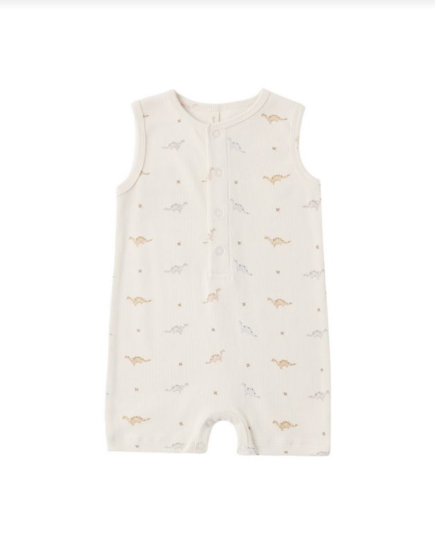 Ribbed Henley Romper Dino