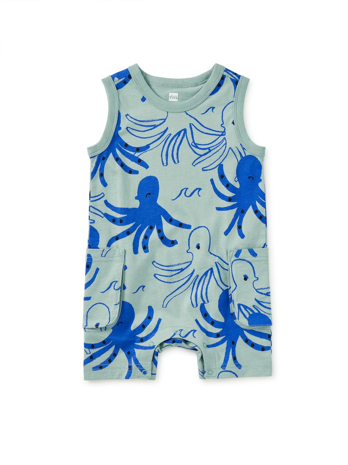 Sleeveless Baby Romper Sketched Octopus