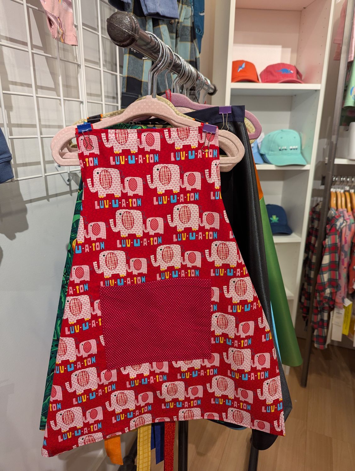 Handmade Apron, Style: Elephants/Red and White Dots