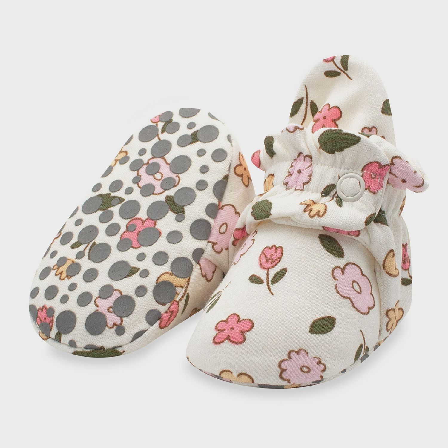 Organic Cotton Gripper Baby Bootie - Wildflower