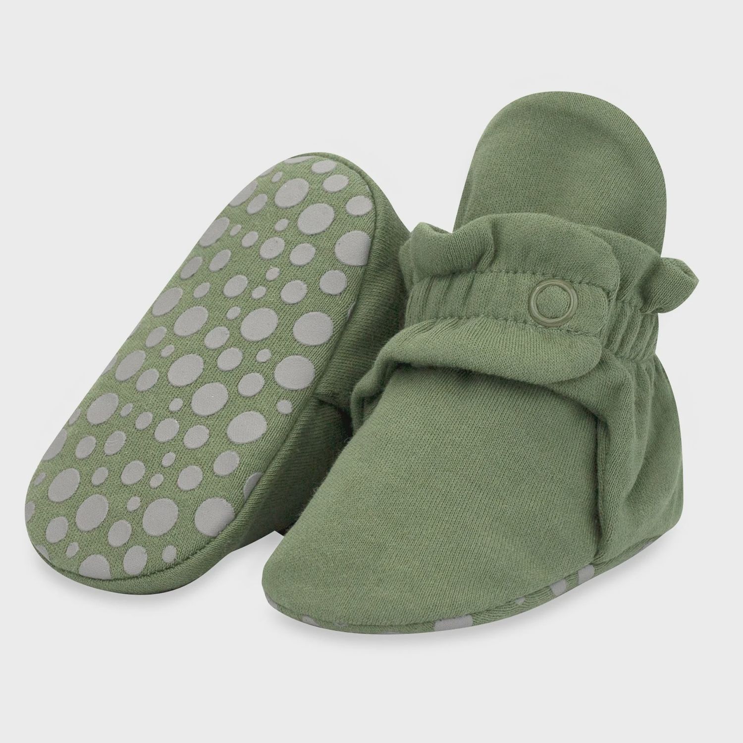 Organic Cotton Gripper Baby Bootie - Olive