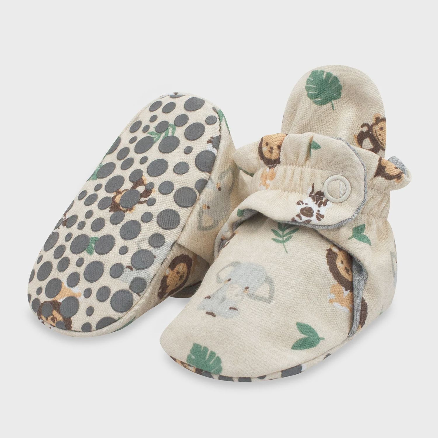 Organic Cotton Gripper Baby Bootie - Jungle Animals