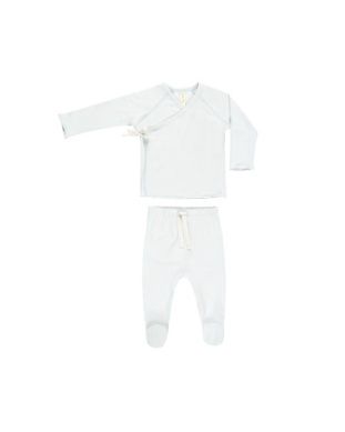 Wrap Top &amp; Footed Pant Set - Fog