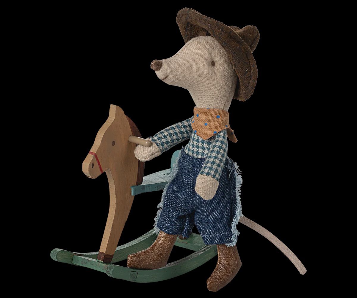 Cowboy Mouse on Rocking Horse