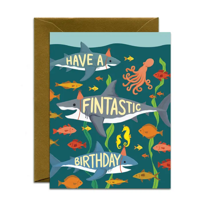 Fintastic Sharks Underwater Birthday Card
