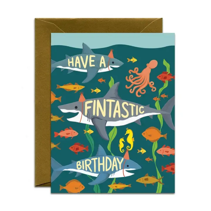 Fintastic Sharks Underwater Birthday Card