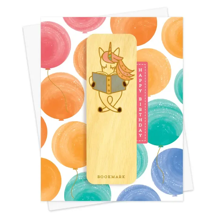 Bookmark Birthday Card, Style: Unicorn