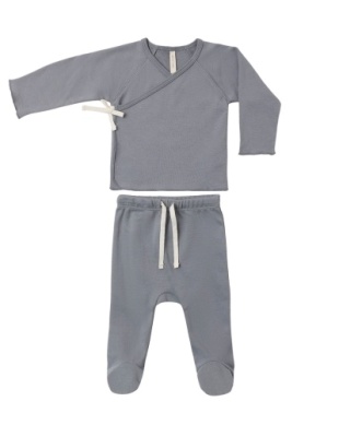 Wrap Top & Footed Pant Set - Slate