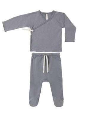 Wrap Top &amp; Footed Pant Set - Slate