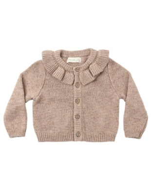 Ruffle Collar Cardigan - Heathered Almond