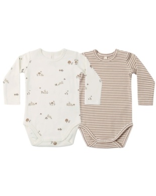 Jersey Bodysuit 2 pack - Bunnies, Almond Stripe