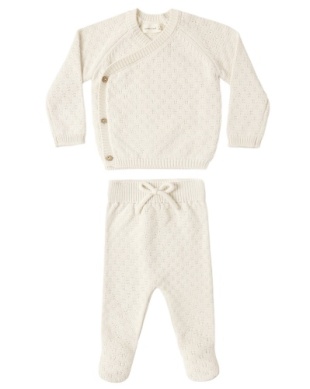 Knit Wrap top  and Pant Set - Natural
