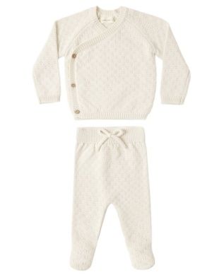 Knit Wrap top  and Pant Set - Natural